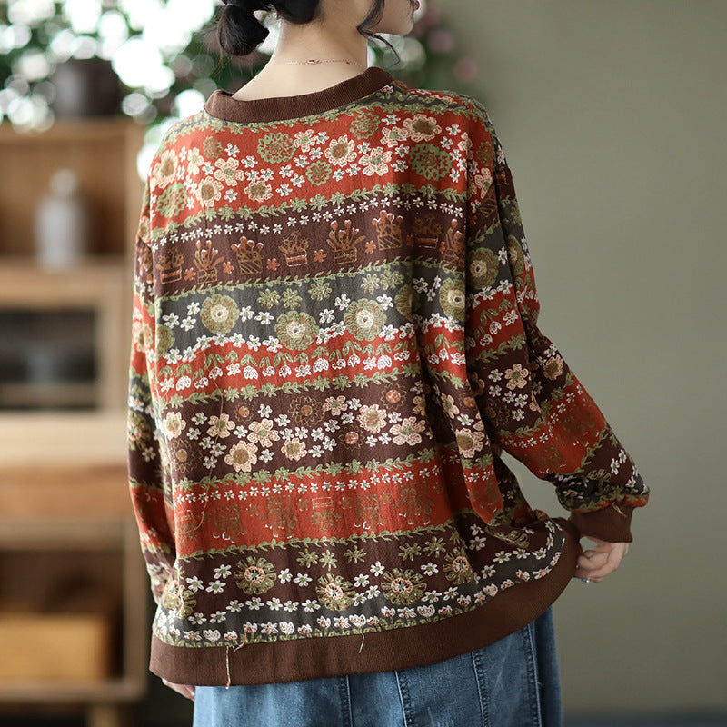 Vintage Printed Drawstring Swing Top