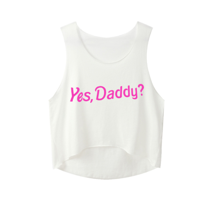 Yes Daddy Crop Tops Letters Printing Women Sleeveless