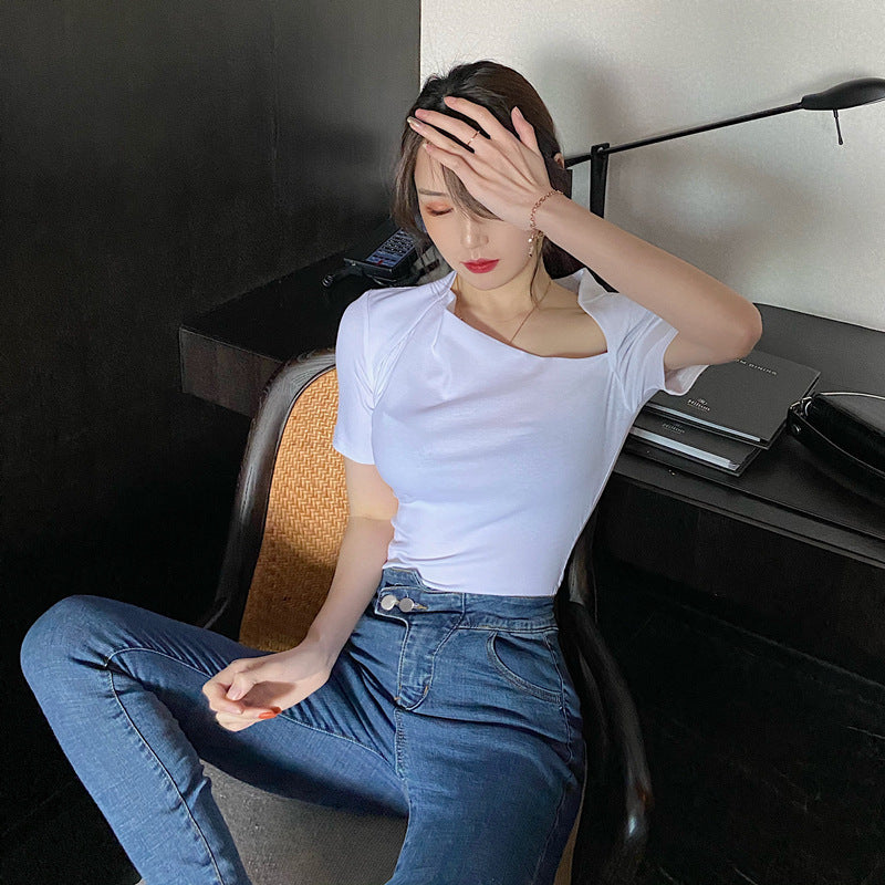 Slim Design Niche Bottoming Shirt Short-sleeved T-shirt