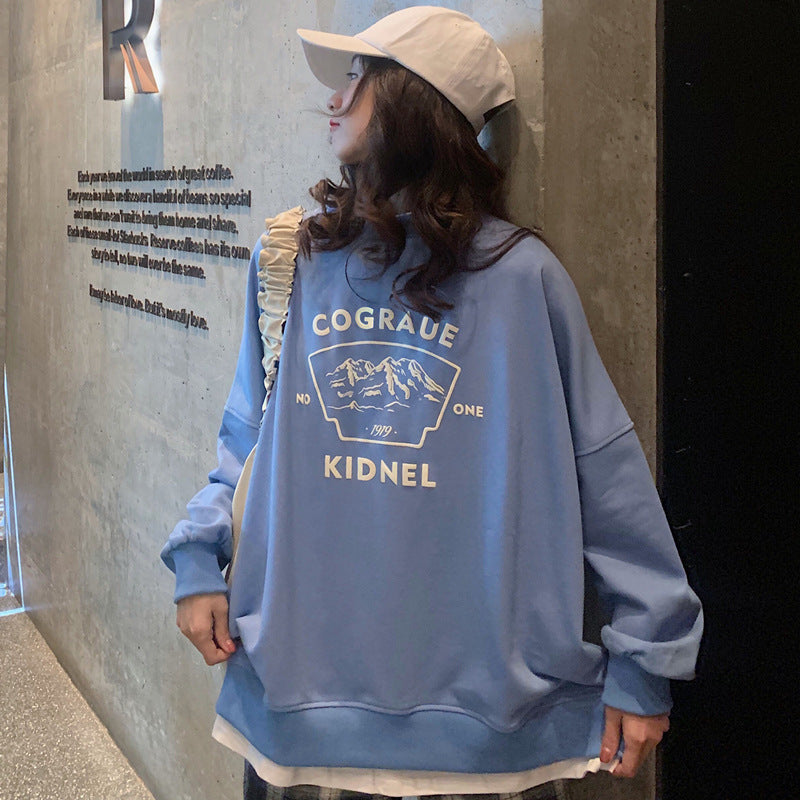 New Splicing Pullover Fashion Korean Thick And Thin Womens Sweatshirt