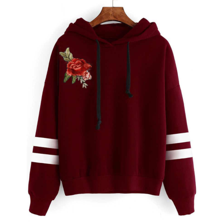 Applique Long Sleeve Hoodie Sw White Hoodie S