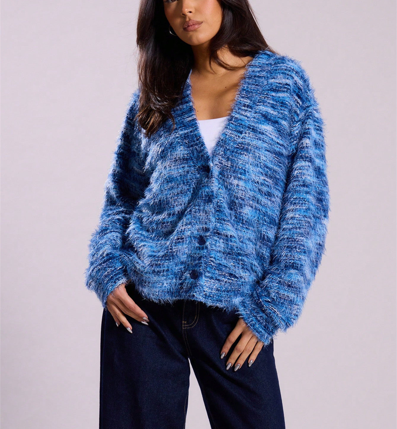 Winter Stripe Knitted Sweater Ins Button Cardigan Long Sleeved