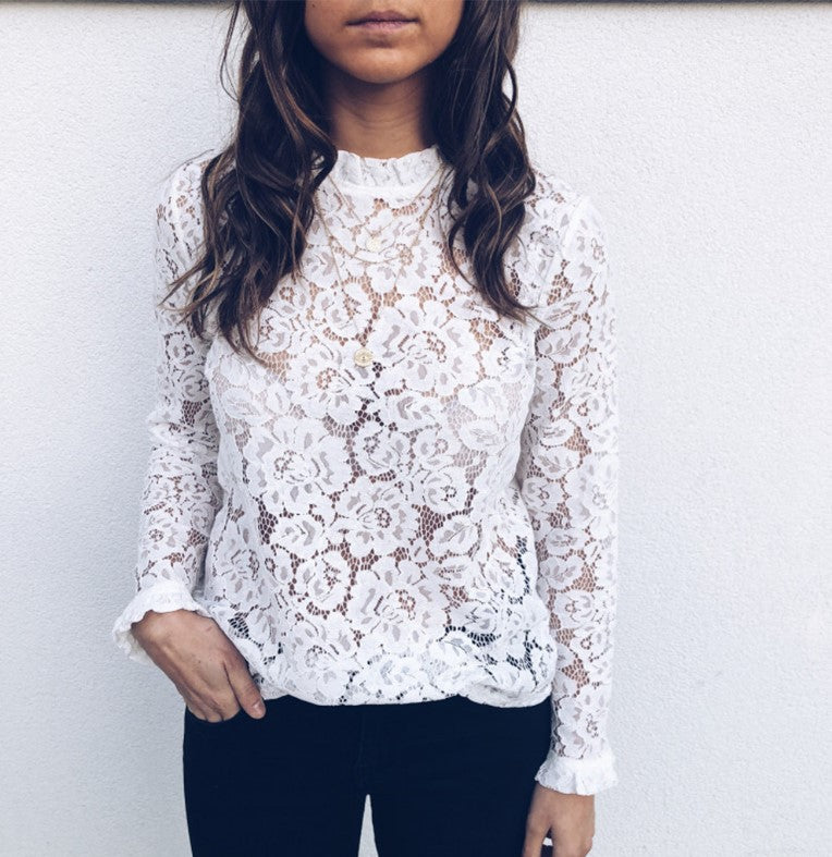 European and American lace sexy blouse