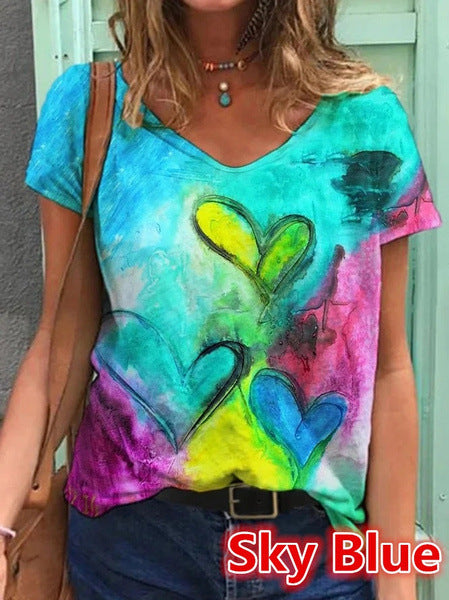 Abstract Painting Print Short-sleeved T-shirt Women