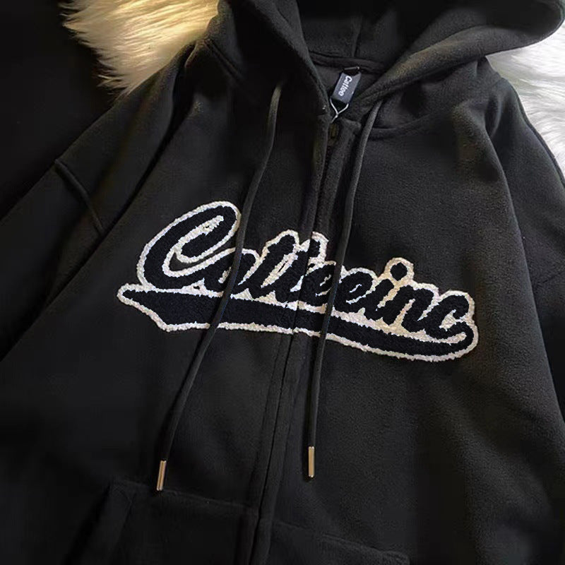 Polar Fleece Hooded Zipper Milky Yellow Sweater Outerwear Top