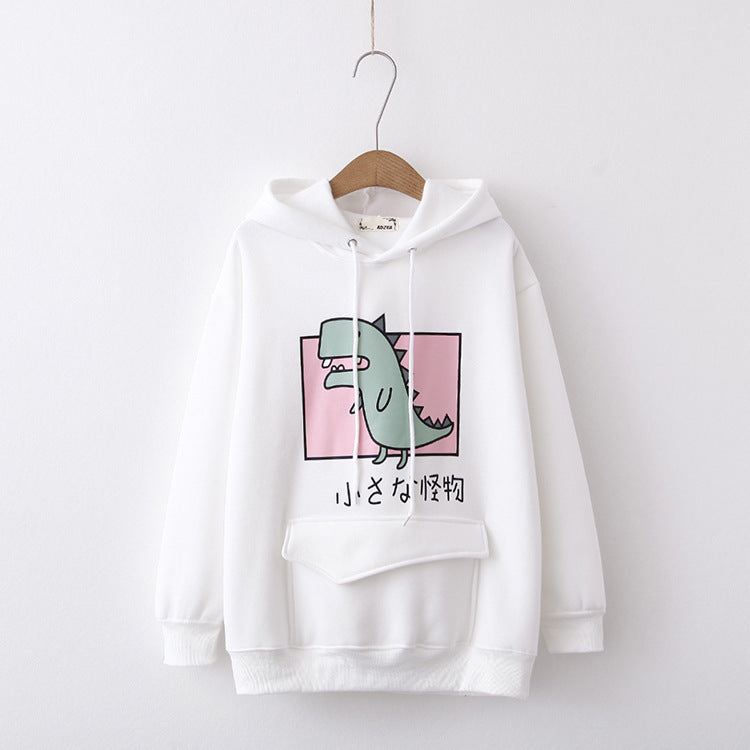 Printed and fleece hooded sweatshirt