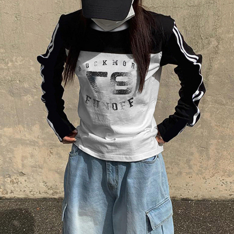 American Street Digital Printing Contrast Color Striped