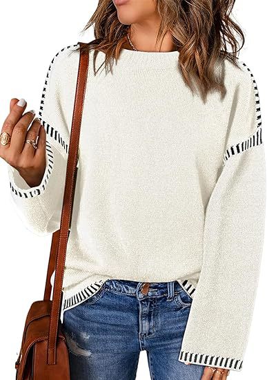 Solid Round Neck Pullover Sweater Autumn And Winter Tops