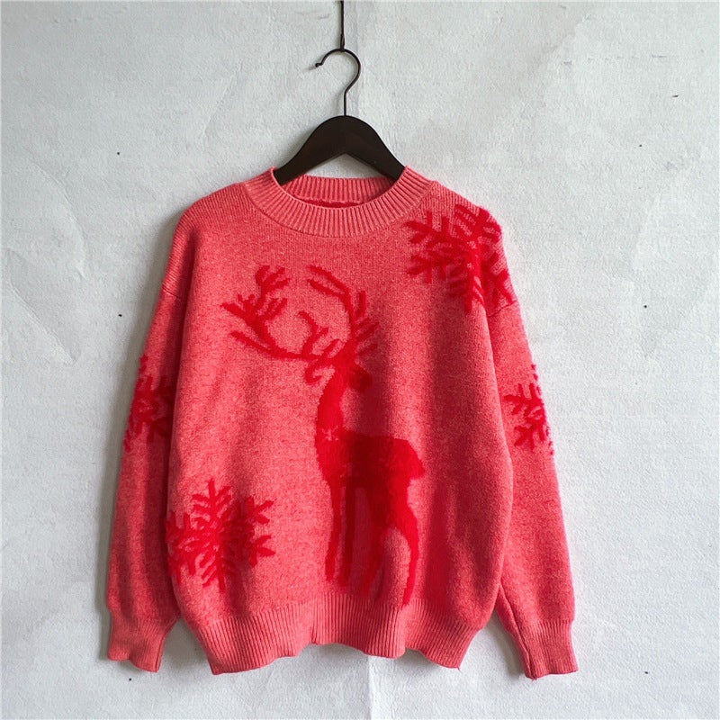 Women's Fashion Round Neck Long Sleeve Knitted Sweater