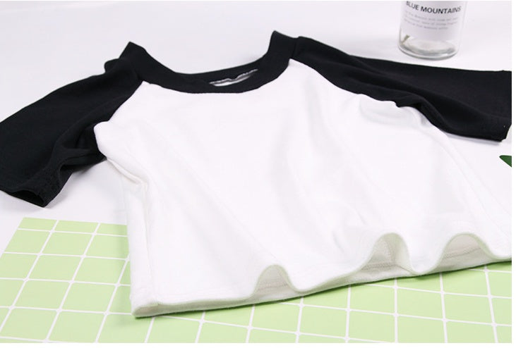 Short Sleeved T Shirt Women's Color Matching