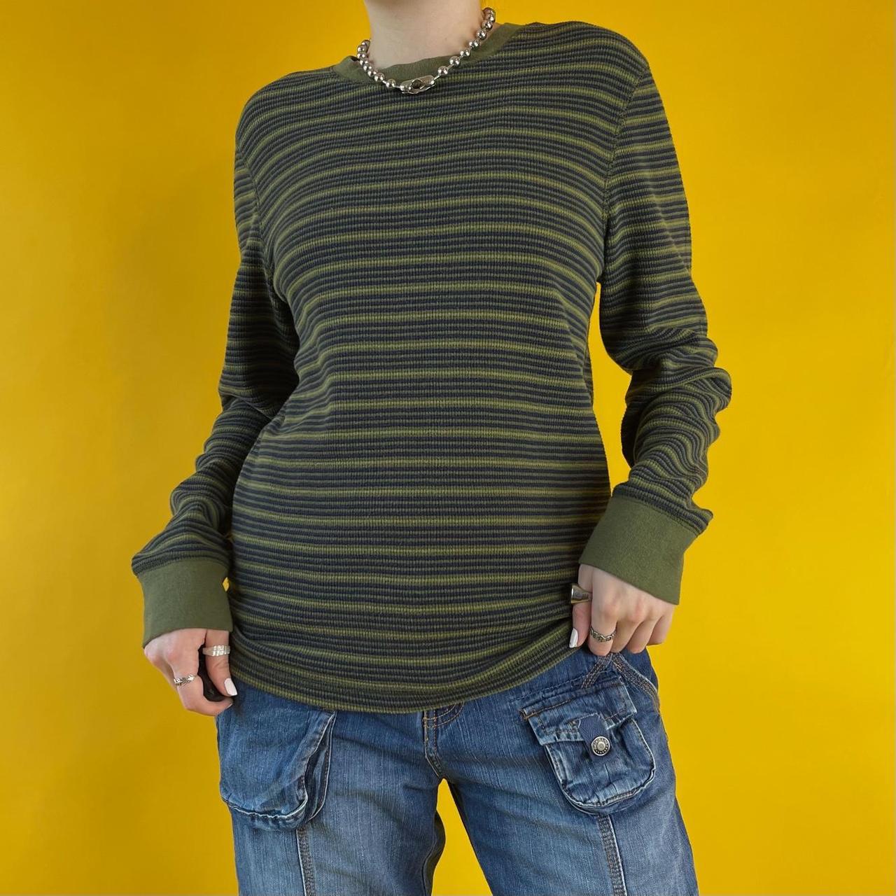 Colorful Stripe Splice Long Sleeve T-Shirt Round Neck Color Contrast Top