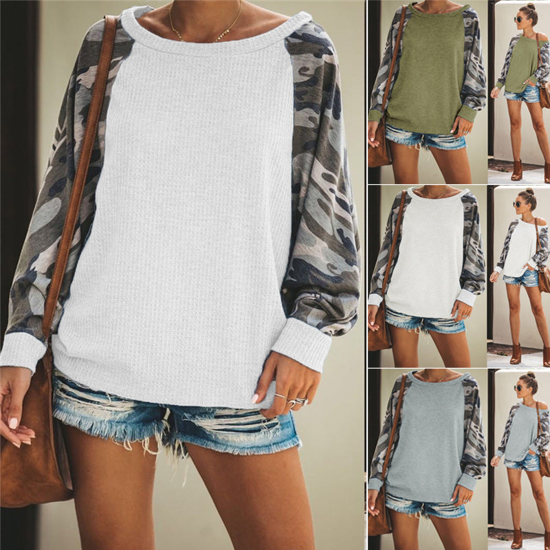 Fashion Printed Camouflage Long-sleeved Blouse