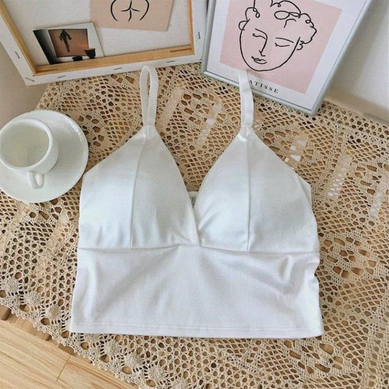 Women Wireless Bralette Crochet Top Sexy Satin Crop Tops