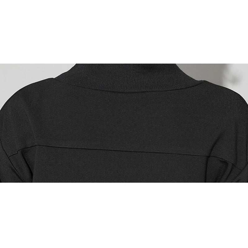 Vintage Black Turtle Neck T Shirt Women Plus Size Kawaii