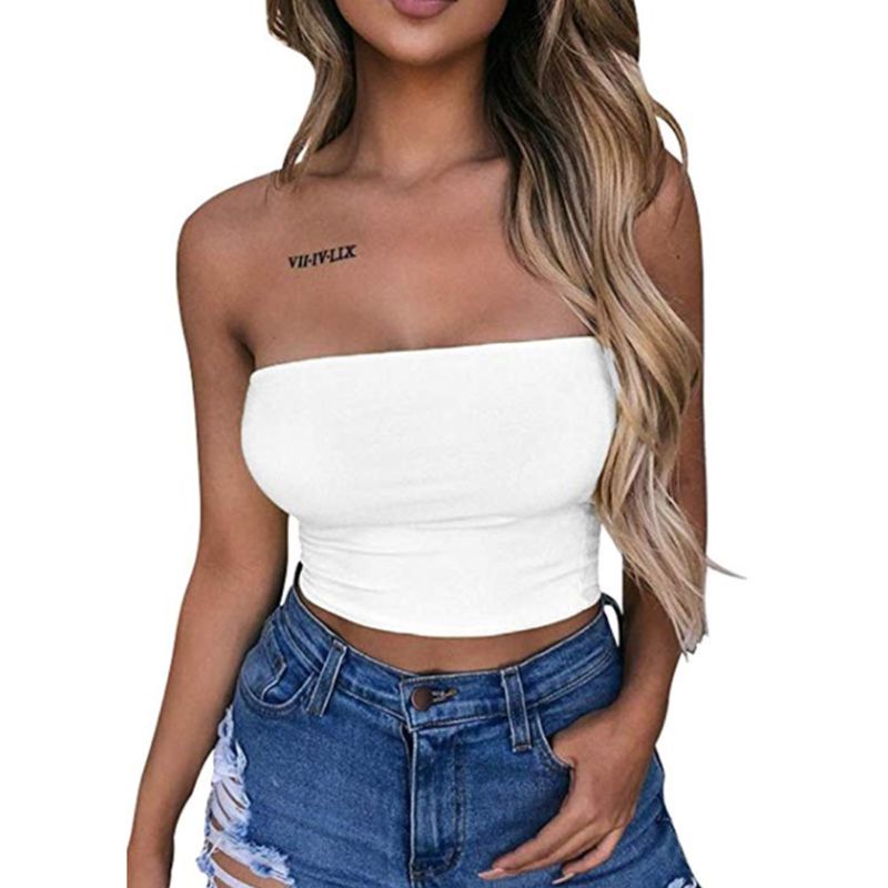 Sexy Strapless Off Shoulder Crop Tube Top Stretchy Breast Wrap