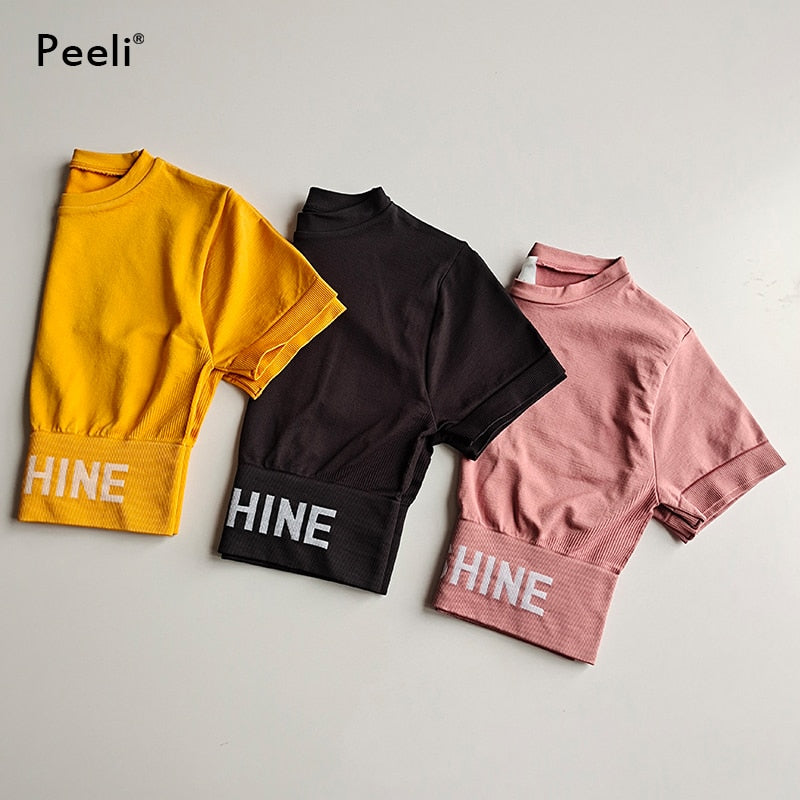 Short Sleeve Gym Top Sports Shirt Women Yoga Top Fitness