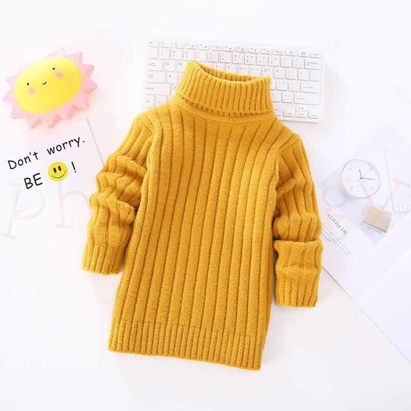 Pure color flash yarn fall winter boy girl kid thick turtleneck shirts