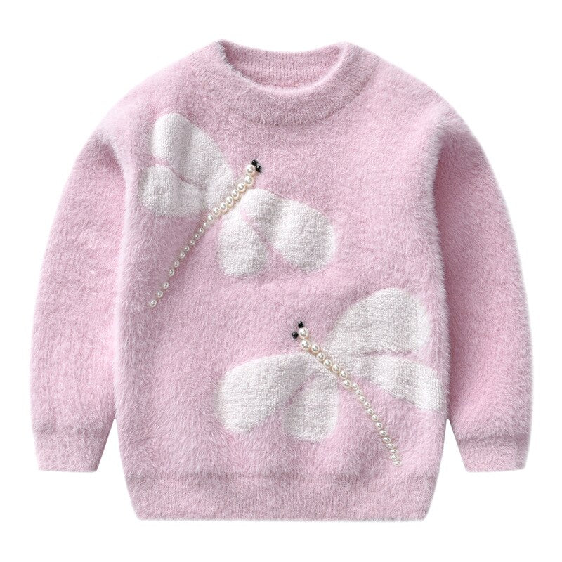 New Mink fleece girl winter clothes Kids Pullover Knitwear