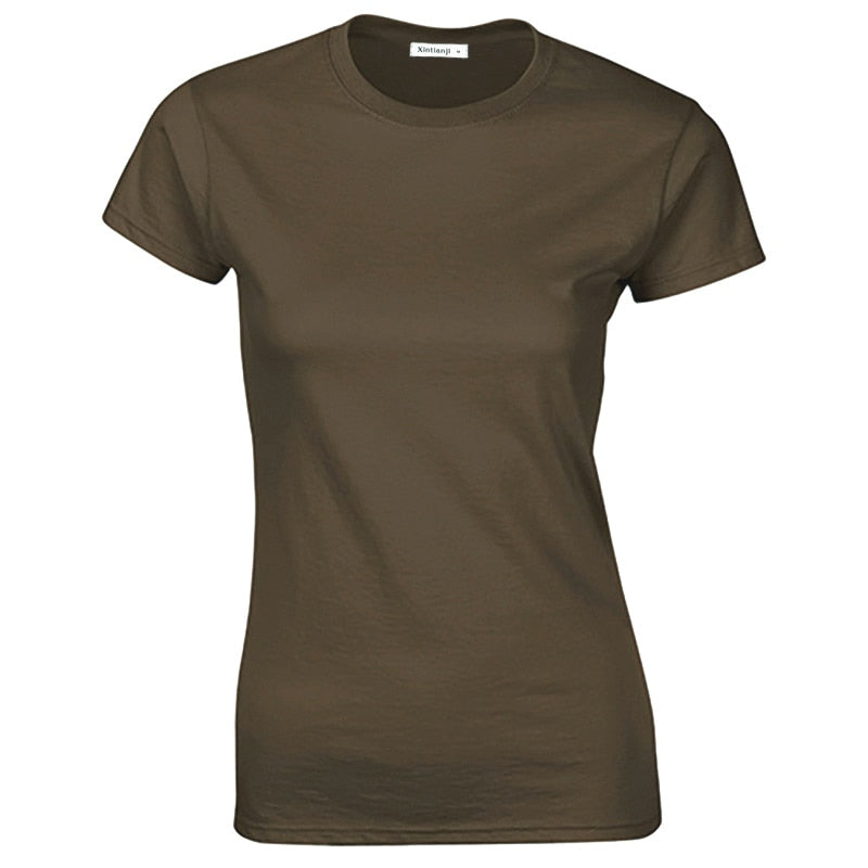 Women's New Round Neck Basic T-Shirt Casual Solid Color Cotton Summer Short Sleeve Tee Shirt For Ladies M30146