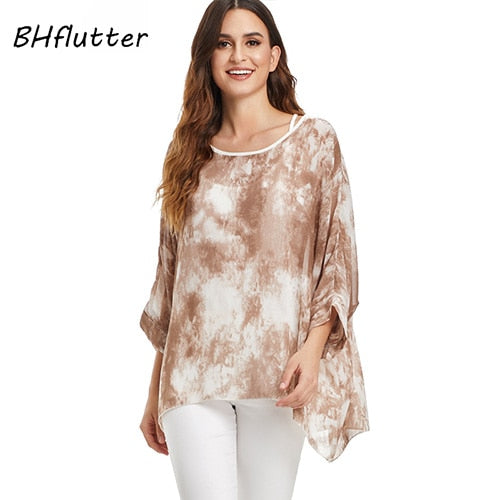 BHflutter Women Tops and Blouses Plus Size New Style Batwing Casual Loose Summer Blouse Floral Print Chiffon Shirts Blusas