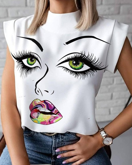 Print Blouse Shirt Women Fashion Womens Tops And Blouses Woman Female Spring Summer Clothe Top Tee Shirts Plus Size Clothing 3XL