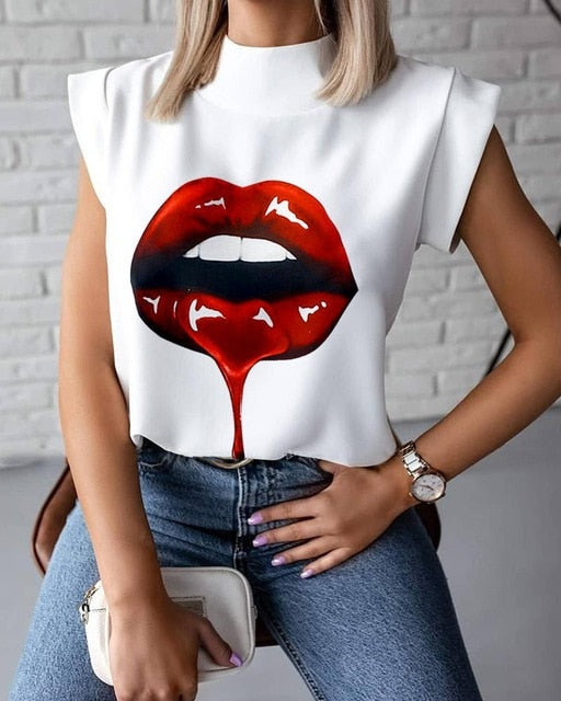 Print Blouse Shirt Women Fashion Womens Tops And Blouses Woman Female Spring Summer Clothe Top Tee Shirts Plus Size Clothing 3XL