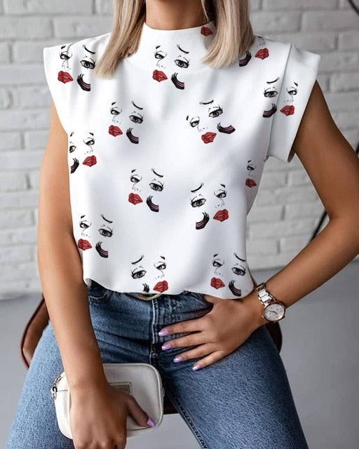 Print Blouse Shirt Women Fashion Womens Tops And Blouses Woman Female Spring Summer Clothe Top Tee Shirts Plus Size Clothing 3XL