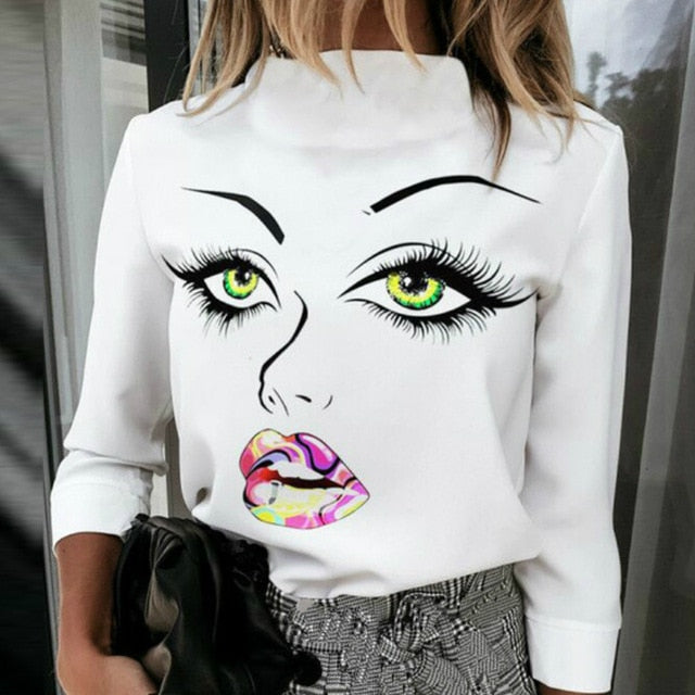 Print Blouse Shirt Women Fashion Womens Tops And Blouses Woman Female Spring Summer Clothe Top Tee Shirts Plus Size Clothing 3XL