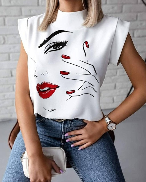 Print Blouse Shirt Women Fashion Womens Tops And Blouses Woman Female Spring Summer Clothe Top Tee Shirts Plus Size Clothing 3XL