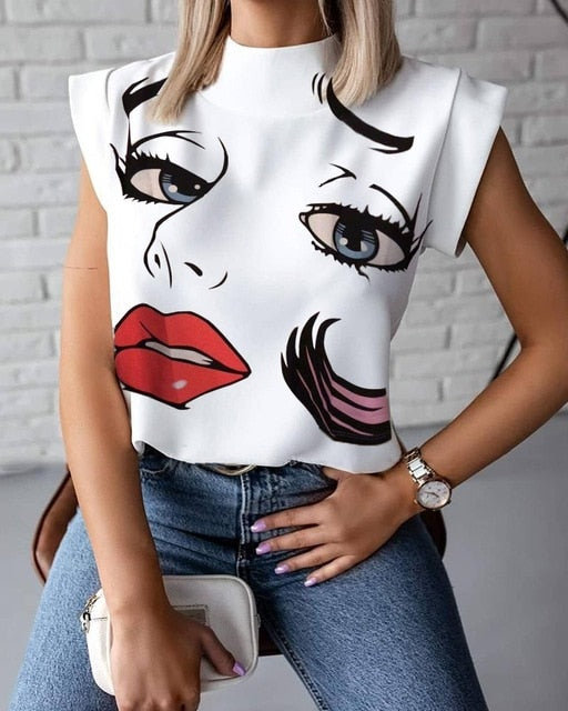 Print Blouse Shirt Women Fashion Womens Tops And Blouses Woman Female Spring Summer Clothe Top Tee Shirts Plus Size Clothing 3XL