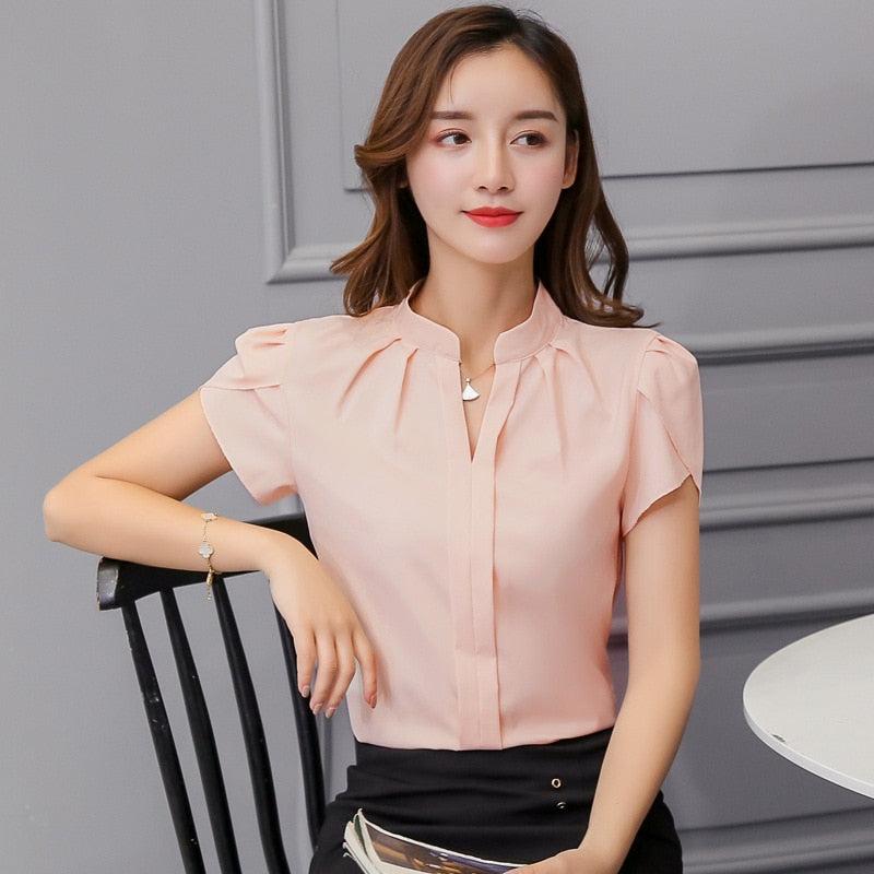 Chiffon Blouse Women Tops Casual Short Sleeve Blouses Plus Size Shirt Lady  New Summer Women Blouse Korean Style
