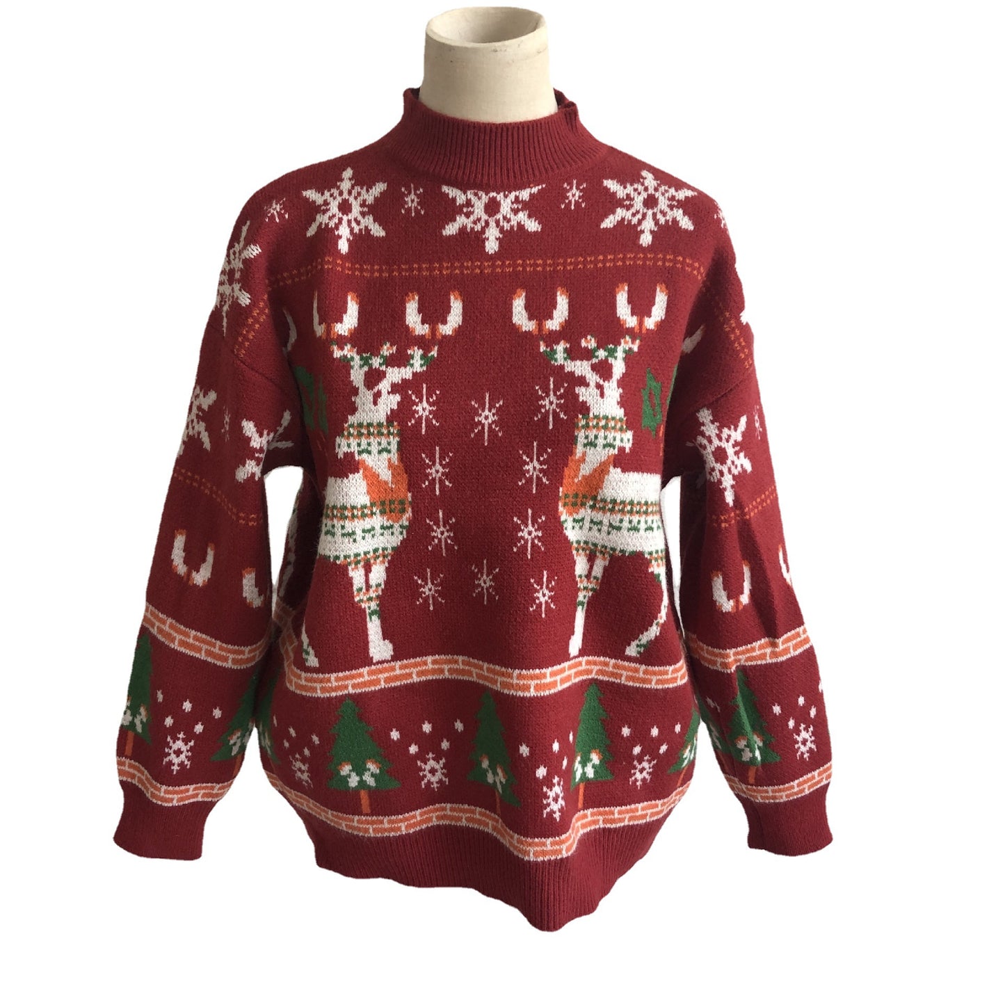 Women's Fashion Christmas Theme Elk Snowflake Sweater