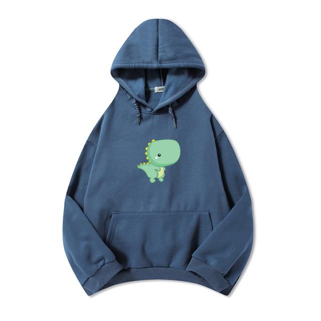 Digital Creative Printing Casual Loose Men's Hooded Sweater Dinosaur Pattern