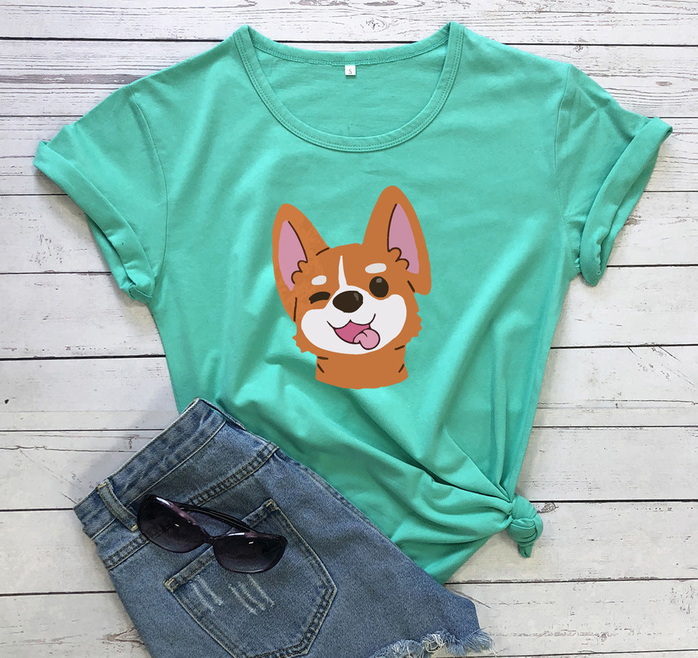 Animal Dog Print Short-sleeved T-shirt