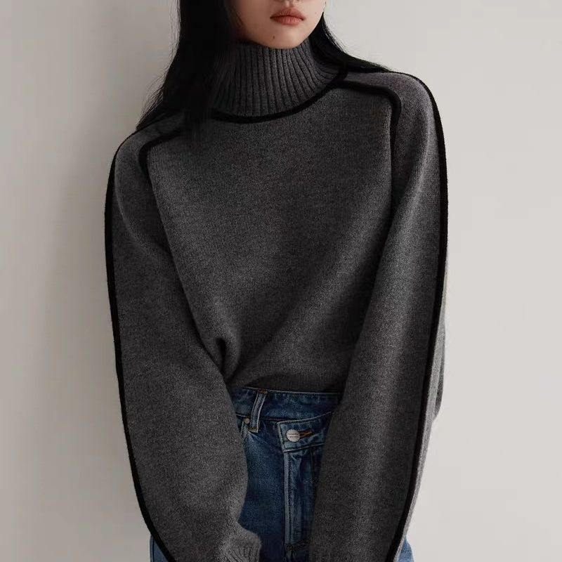 Autumn And Winter Half Turtleneck Three-dimensional Sweater