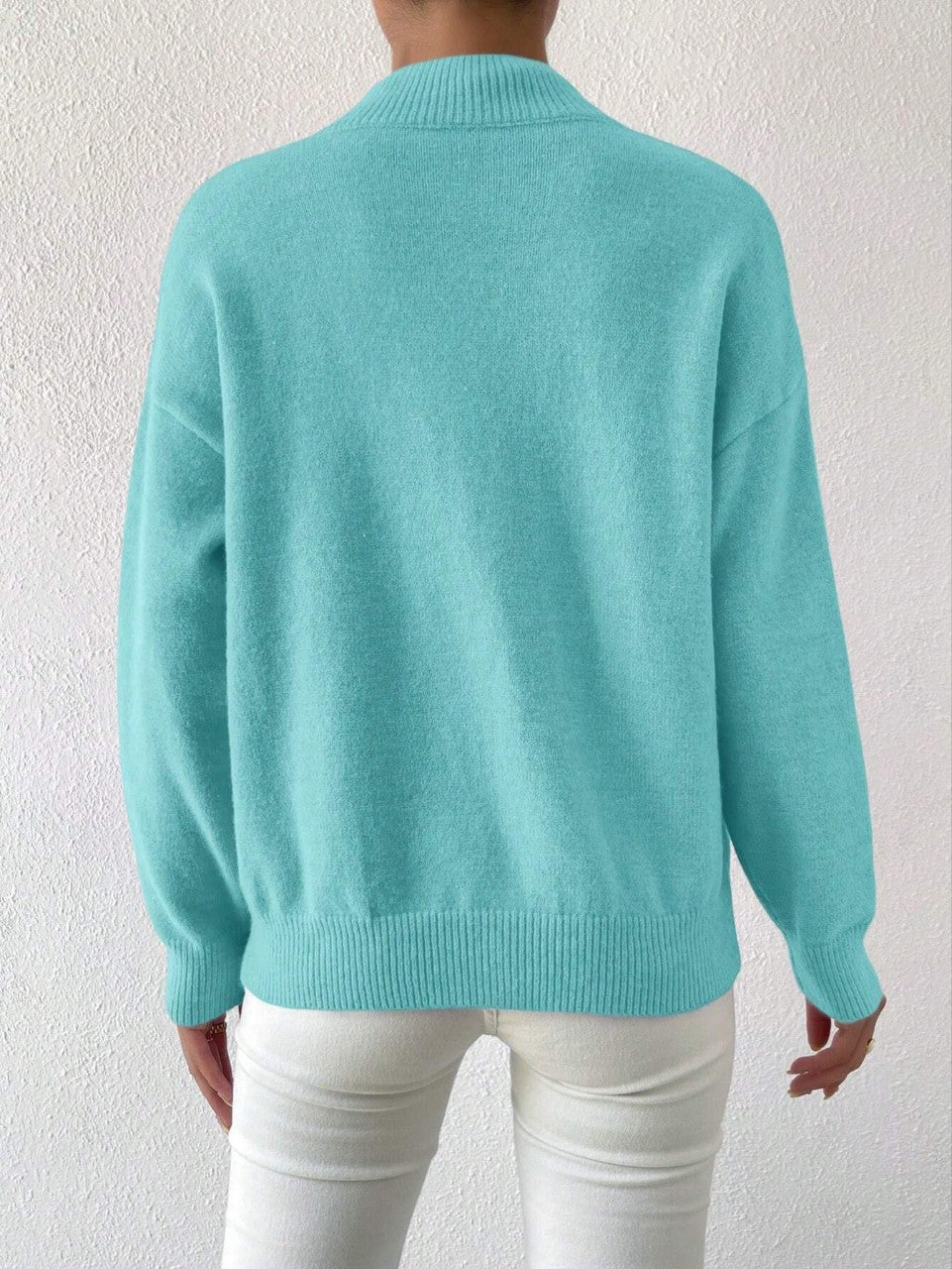 Women's Pullover Sweater Casual Solid Color Mid-high Neck