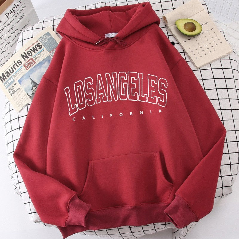 Men's And Women's Fashion Solid Color Letter Print Sports Hooded Sweatshirt