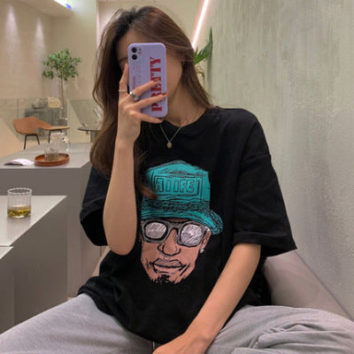 Summer Cartoon Round Neck Short Sleeve Women