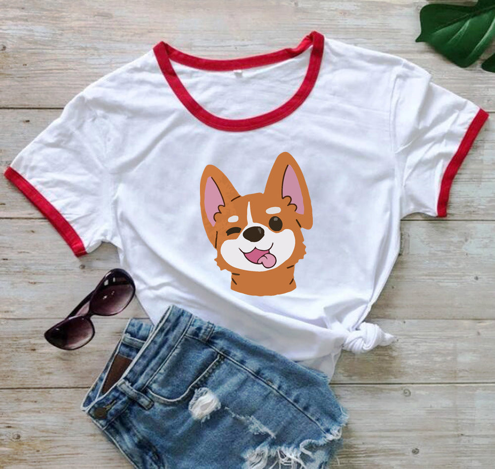 Animal Dog Print Short-sleeved T-shirt