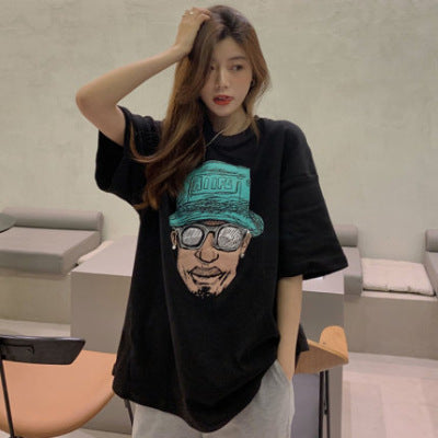 Summer Cartoon Round Neck Short Sleeve Women