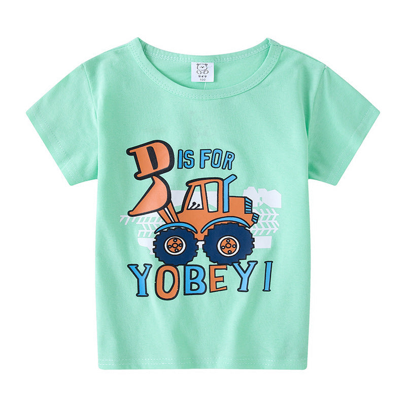 Children's Short Sleeve Boys And Girls T-shirt Cartoon Half Sleeve Top