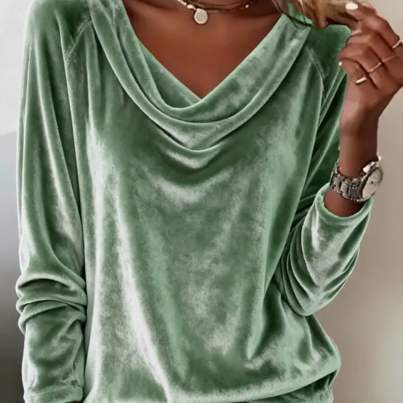 Elegant Velvet Long Sleeve Shirts For Women Fall Spring