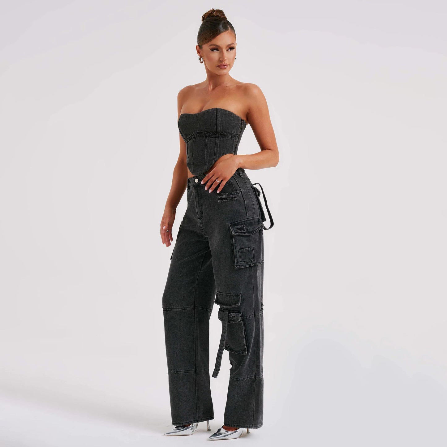 Women's Suit Low Waist Three-dimensional Tube Top