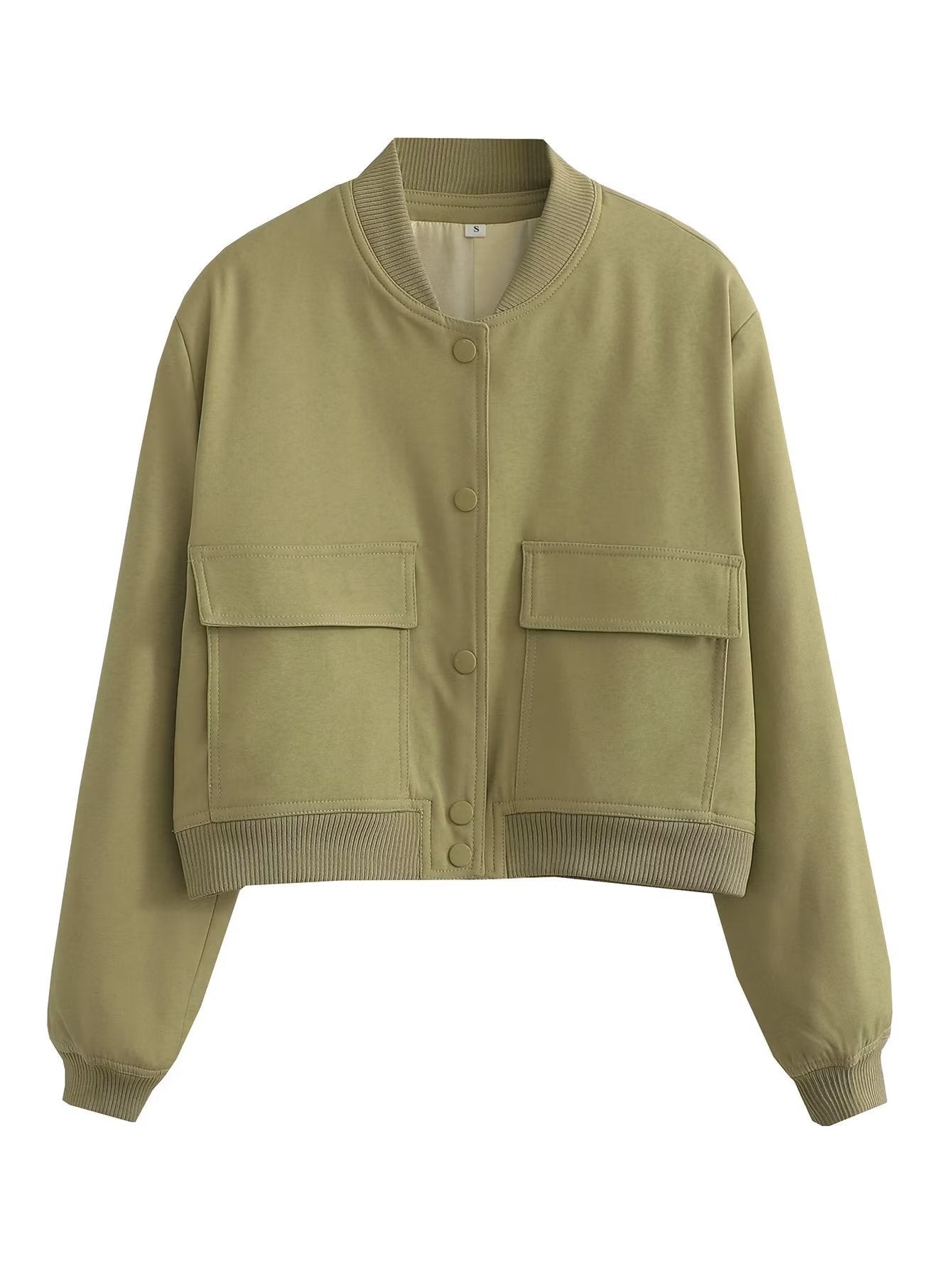 Casual Single-breasted Stand Collar Short Jacket With Pockets