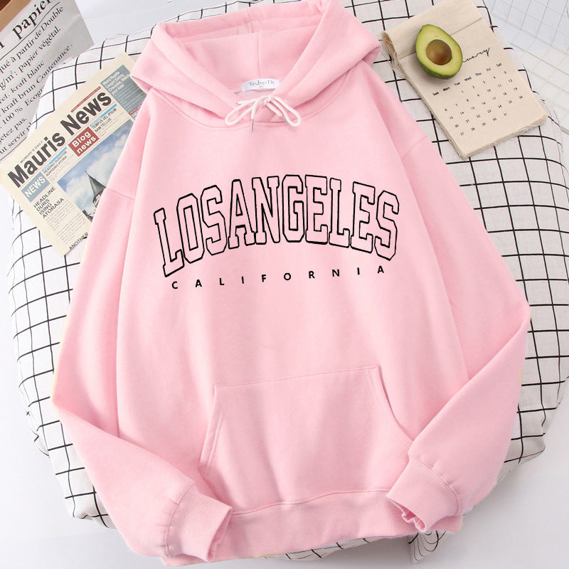 Men's And Women's Fashion Solid Color Letter Print Sports Hooded Sweatshirt