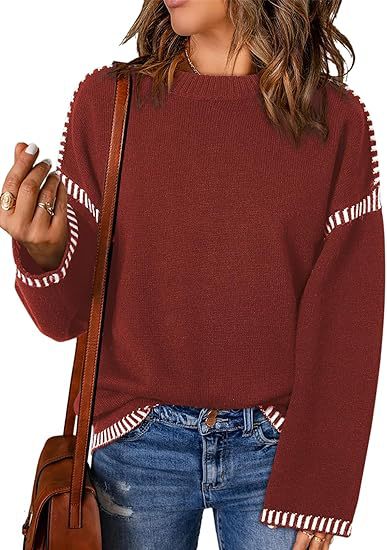 Solid Round Neck Pullover Sweater Autumn And Winter Tops