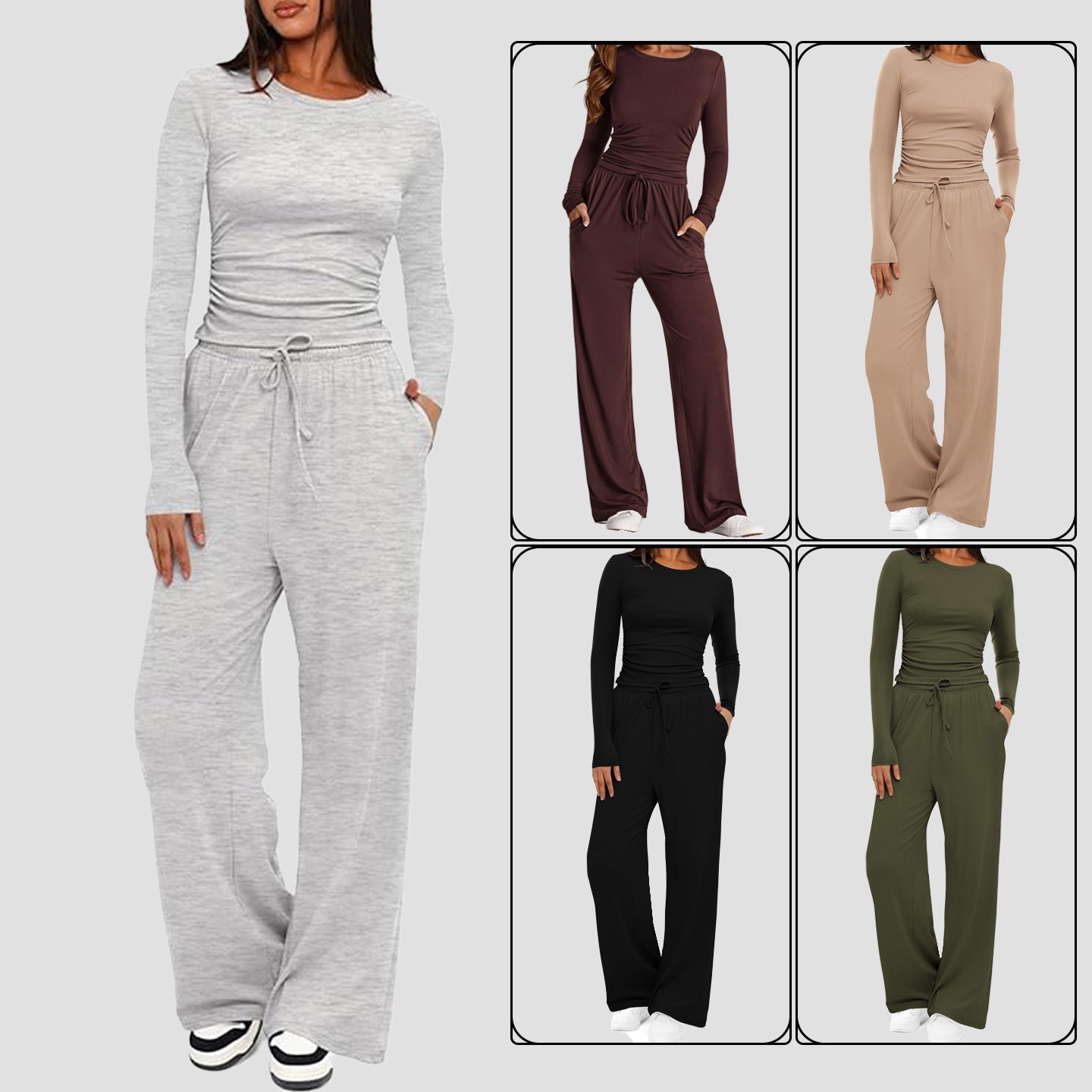2 Pieces Women's Suit Autumn Winter Long Sleeve Tops