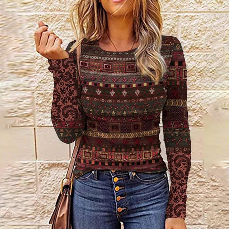 Fashion D Digital Printing Loose Casual Pullover