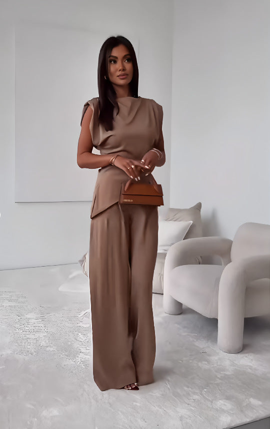 Women's Sleeveless Suit Fashion Slim Irregular Split Top