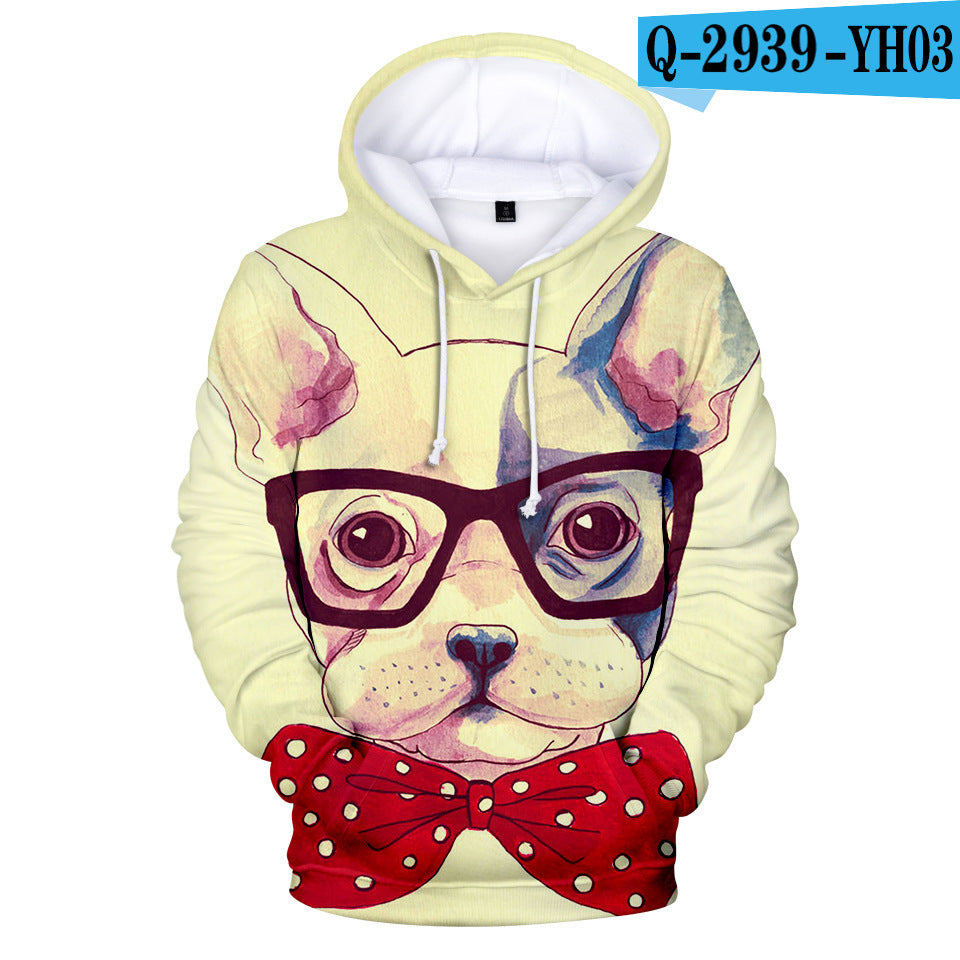 French bulldog peripheral series casual loose hooded sweater